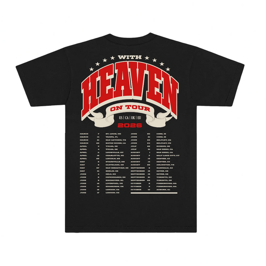 Zach Bryan Tour Merch - With Heaven on Top Black Tour Tee