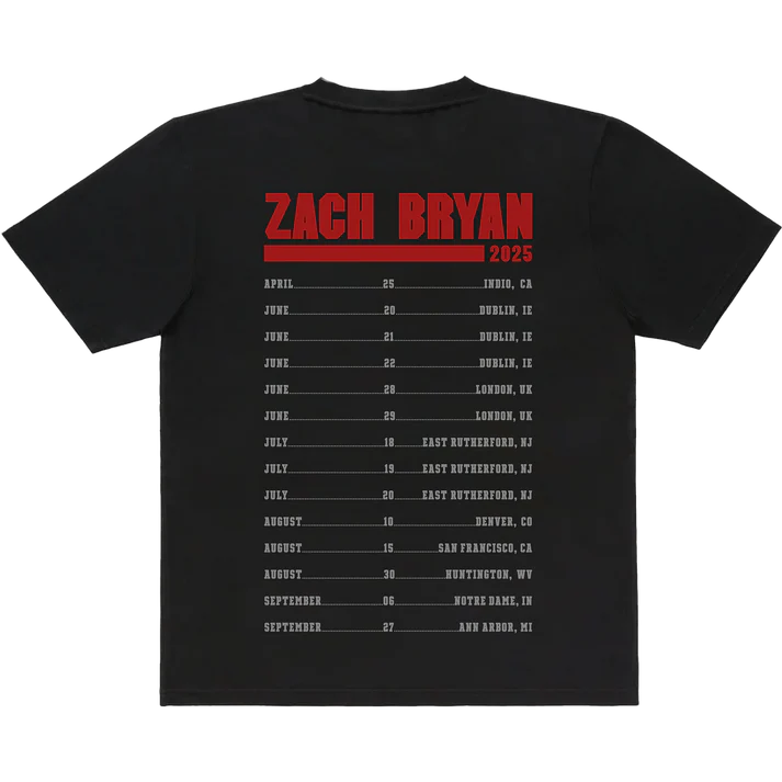 Zach Bryan Tour Merch - Photo Dateback Tee
