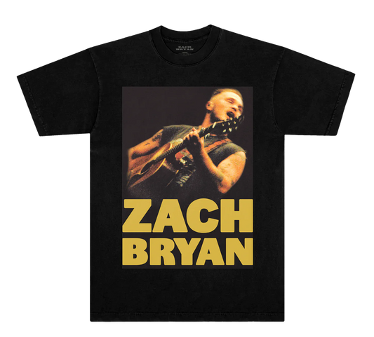 Zach Bryan Tour Merch - ZB Guitar Washed Black Tee