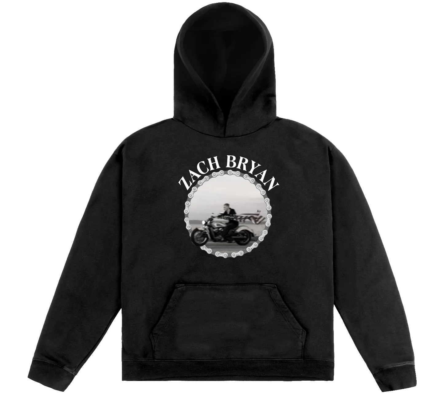 Zach Bryan Tour Merch - ZB Motorcycle Black Hoodie