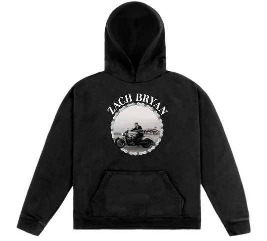 Zach Bryan Tour Merch - ZB Motorcycle Black Hoodie