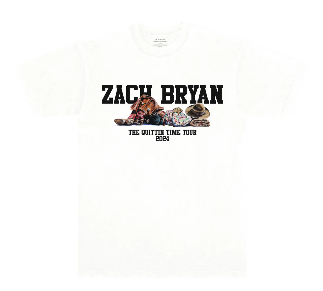 Zach Bryan Tour Merch - ZB Cowboy Tour White Tee