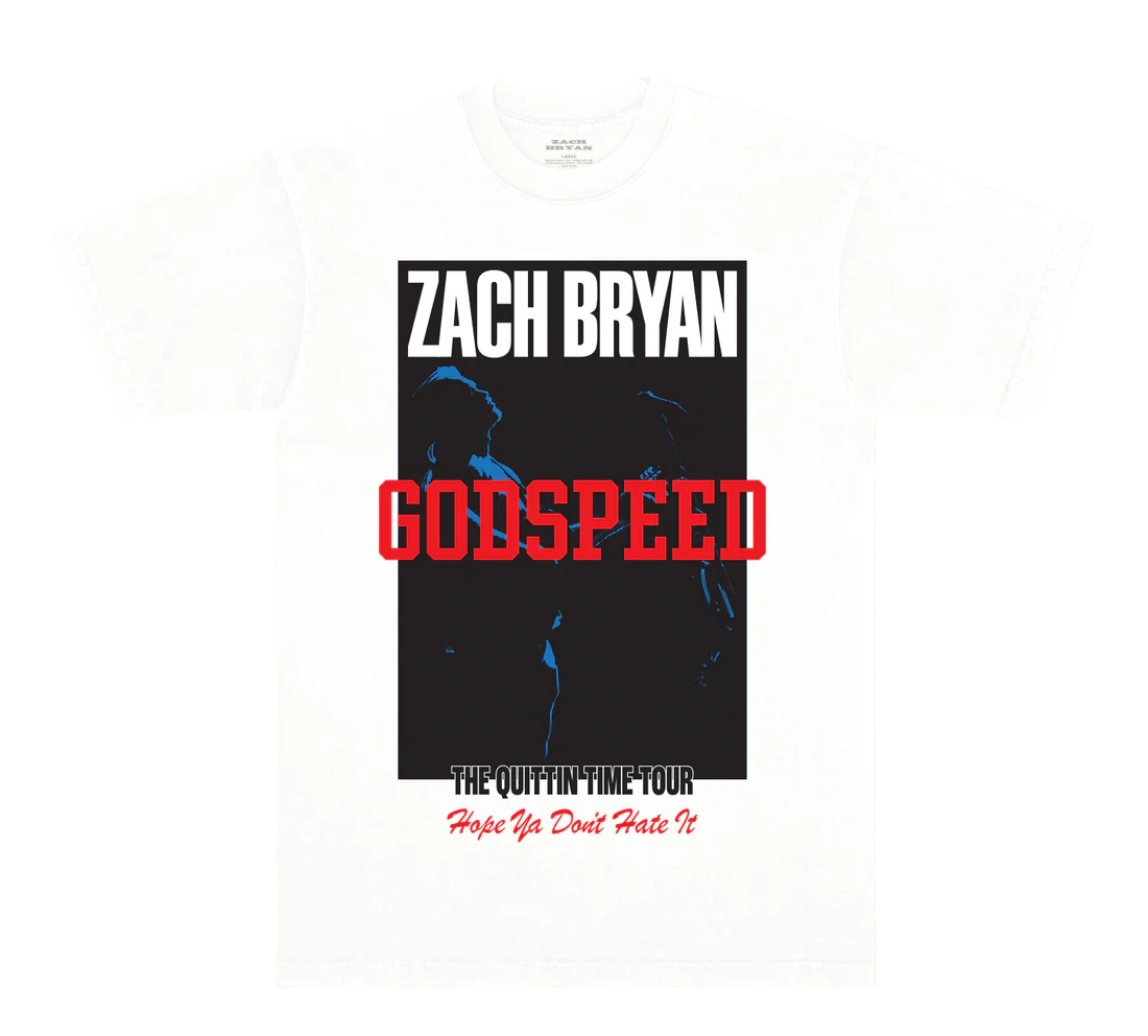 Zach Bryan Tour Merch - ZB Godspeed White Tee